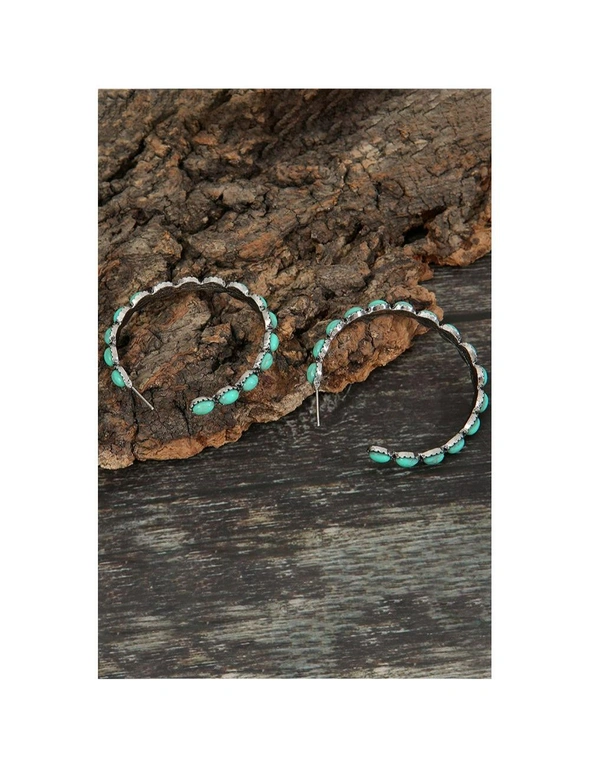 Azura Exchange Turquoise C-shaped Earrings - Retro Style, hi-res image number null