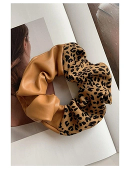 Azura Exchange Leopard Patchwork Hair Tie - PU Leather