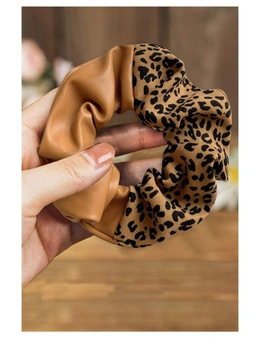 Azura Exchange Leopard Patchwork Hair Tie - PU Leather