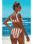 Brown Athletic Striped Tank High Waist Bikini, hi-res