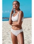 White Scoop Neck Crop Top Mid Rise Bottom Two-piece Swimsuit, hi-res