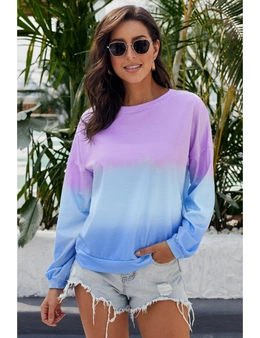 Color Block Tie Dye Pullover Sweatshirt