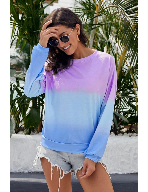 Color Block Tie Dye Pullover Sweatshirt, hi-res image number null