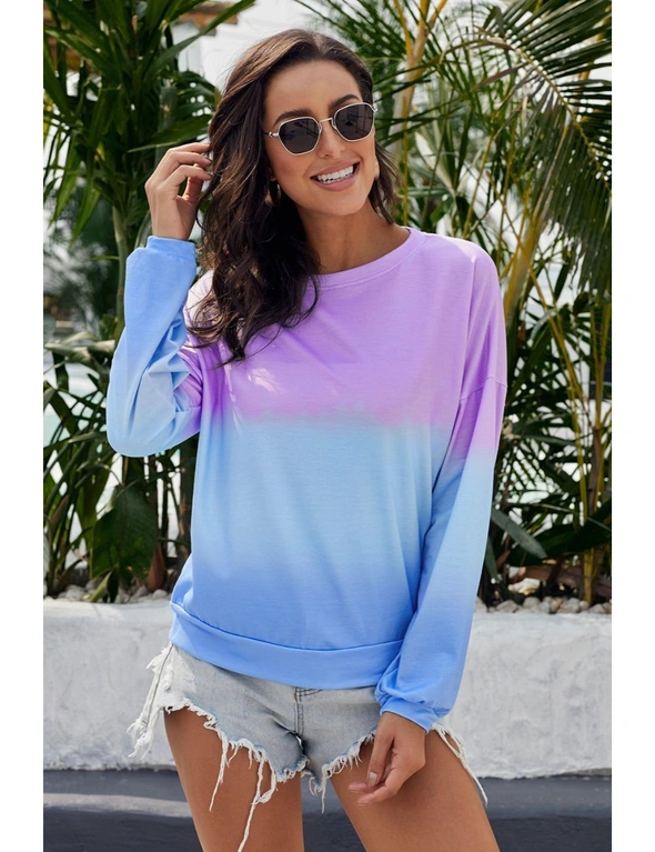 Color Block Tie Dye Pullover Sweatshirt, hi-res image number null