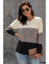 Black Color Block Netted Texture Pullover Sweater, hi-res