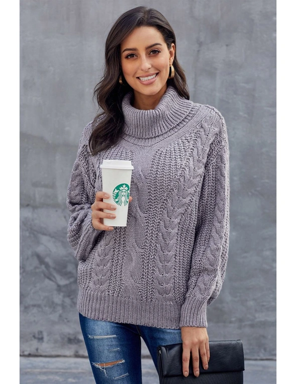 Gray Chunky Turtleneck Sweater, hi-res image number null