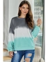 Gray Color Block Tie Dye Pullover Sweatshirt, hi-res