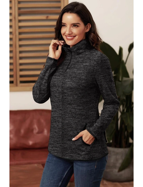 Charcoal Quarter Zip Pullover Sweatshirt, hi-res image number null
