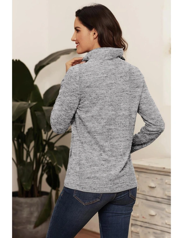 Gray Quarter Zip Pullover Sweatshirt, hi-res image number null