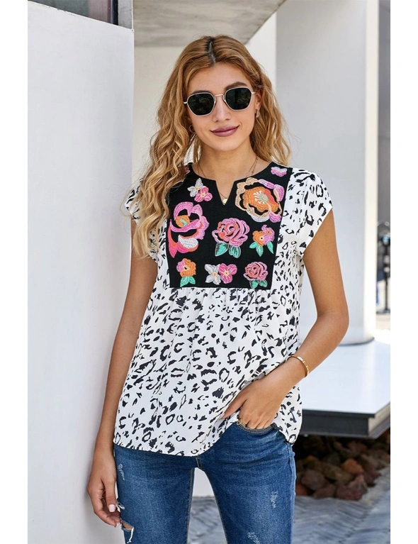 Wild Flower Embroidered Shift Top, hi-res image number null