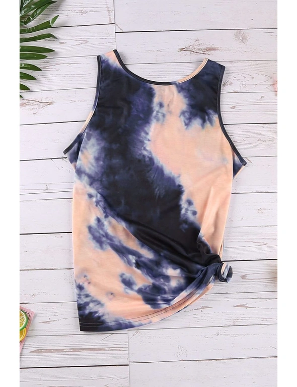 Black and Tan Tie-Dye Cross Front Tank Top, hi-res image number null