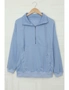 Cotton Pocketed Half Zip Pullover Sky Blue Sweatshirt, hi-res