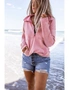 Cotton Pocketed Half Zip Pullover Pink Sweatshirt, hi-res