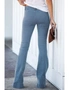 Sky Blue Vintage Casual Pocket Flared Jeans, hi-res