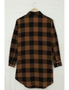 Brown Turn-down Collar Plaid Shirt Coat, hi-res