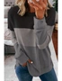 Colorblock Black Contrast Stitching Sweatshirt with Slits, hi-res