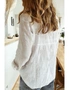 White Textured Solid Color Basic Shirt, hi-res