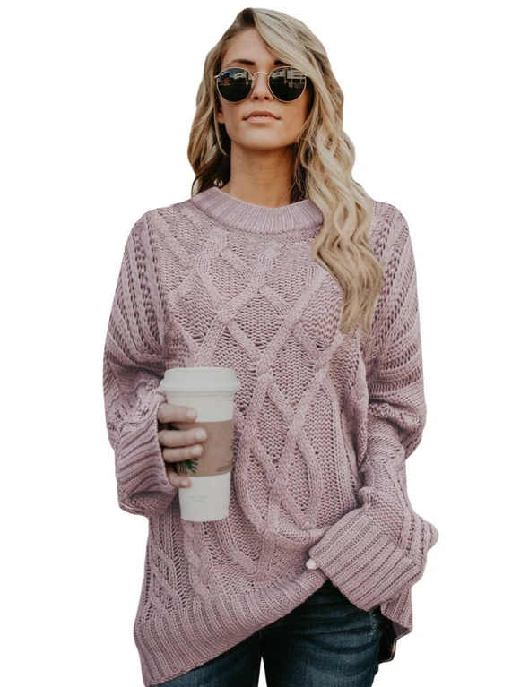Pink Oversize Thick Pullover Sweater, hi-res image number null
