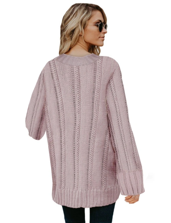 Pink Oversize Thick Pullover Sweater, hi-res image number null