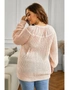 Beige Round Neck Lace Splicing Knitted Sweater, hi-res