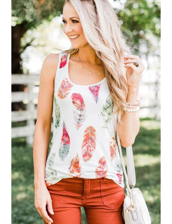Multicolor Aztec Feather Tank Top, hi-res image number null