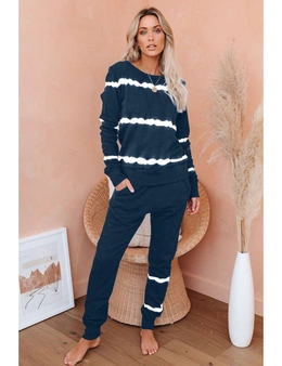 Blue Stripes Long Sleeves and Joggers Lounge Set