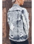 Gray Distressed Buttons Washed Denim Jacket, hi-res