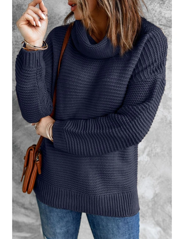 Navy Cozy Long Sleeves Turtleneck Sweater, hi-res image number null