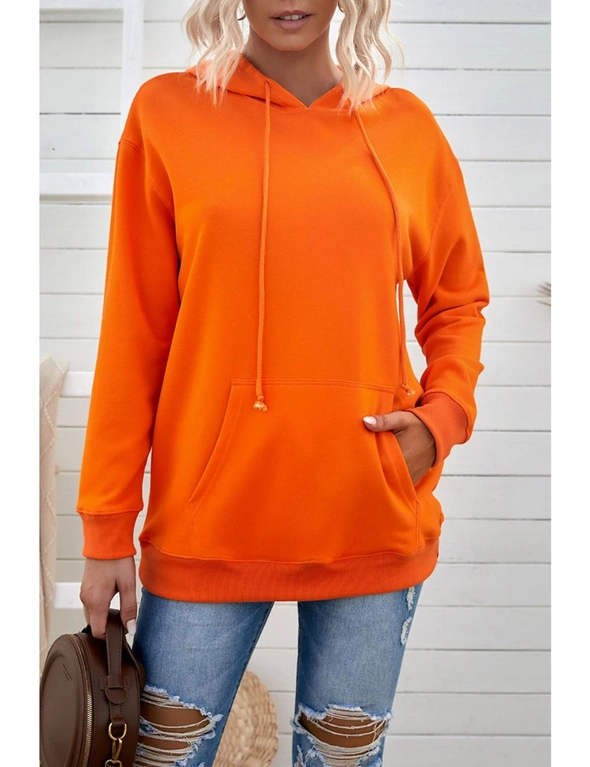 Orange Oversized Hoodie with Kangaroo Pocket, hi-res image number null