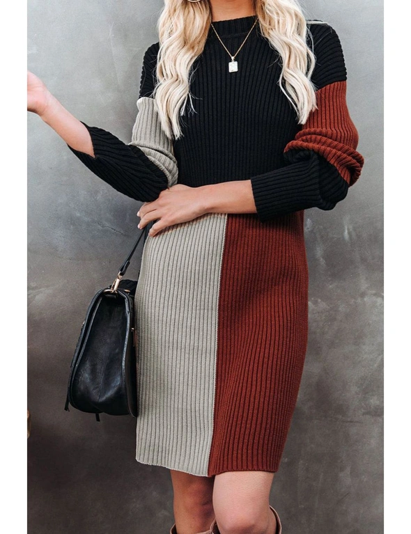 Colorblock Knit Sweater Dress, hi-res image number null