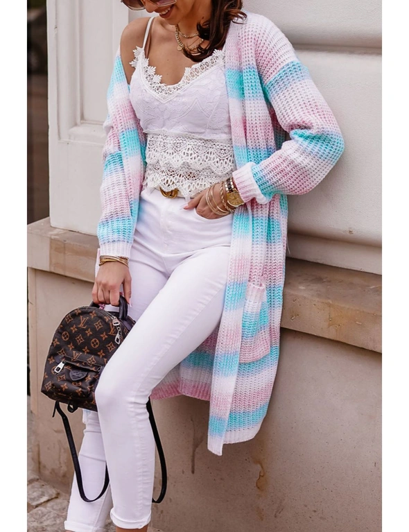 Pink Ombre Duster Cardigan with Pockets, hi-res image number null