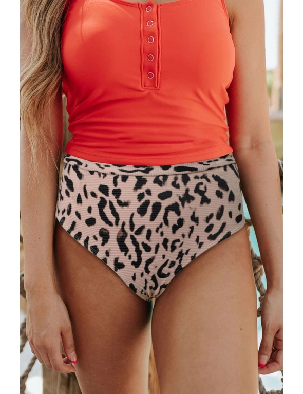 Leopard High Waist Tummy Control Bikini Bottom, hi-res image number null