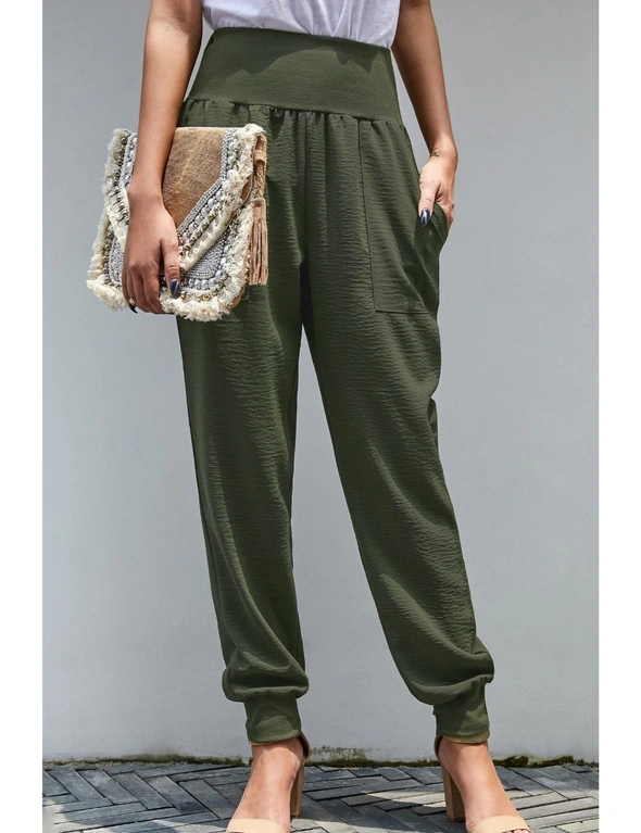 Green Pocketed Cotton Joggers, hi-res image number null