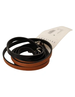 CNC Costume National Fashion Belt with Silver Tone Buckle - Brown Leather