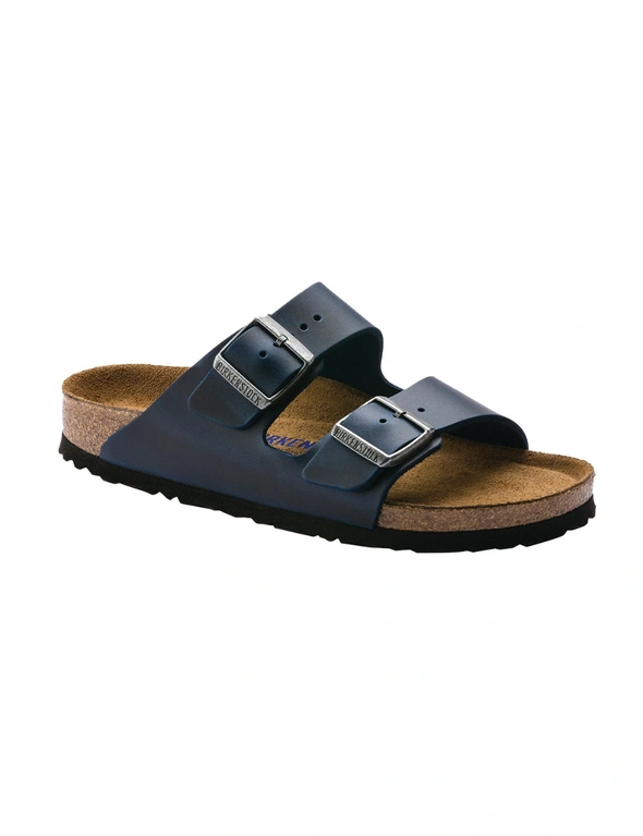 Birkenstock Men's Arizona Oiled Leather Soft Footbed Sandals (Blue, Size 41 EU), hi-res image number null
