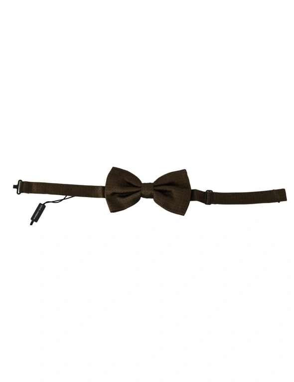 Dolce & Gabbana Brown Polka Dots Silk Adjustable Neck Papillon Men Bow Tie, hi-res image number null