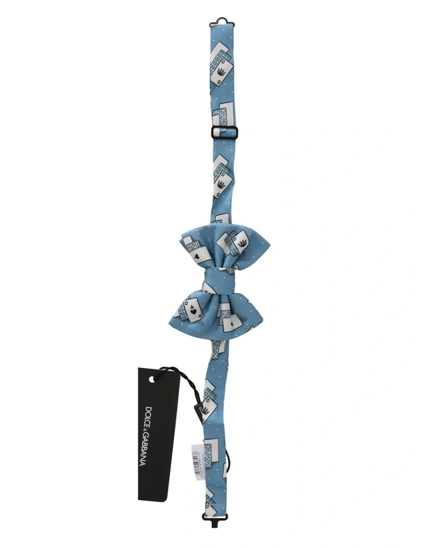 Dolce & Gabbana Light Blue Deck Of Cards Adjustable Neck Papillon Bow Tie, hi-res image number null