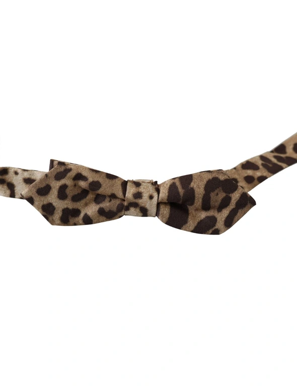 Dolce & Gabbana Brown Leopard Silk Adjustable Neck Papillon Men Bow Tie, hi-res image number null