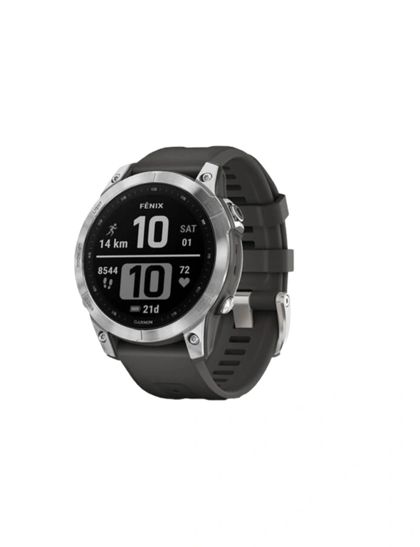 Garmin fÄ“nixÂ® 7, Silver with Graphite Band, Multisport GPS Watch, hi-res image number null