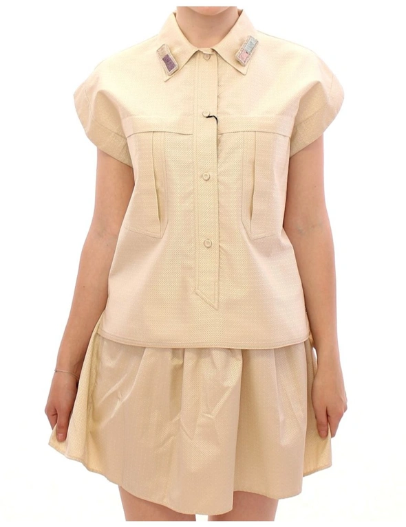 Andrea Incontri Beige Sleeveless Blouse Top, hi-res image number null
