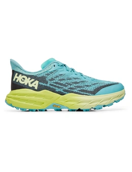 Hoka One One Women's Speedgoat 5 Running Shoes (Coastal Shade/Green Glow, Size 8 US)