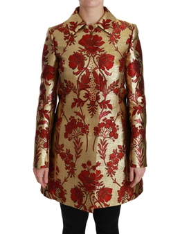 Dolce & Gabbana Red Gold Floral Brocade Cape Coat Jacket -IT40|S
