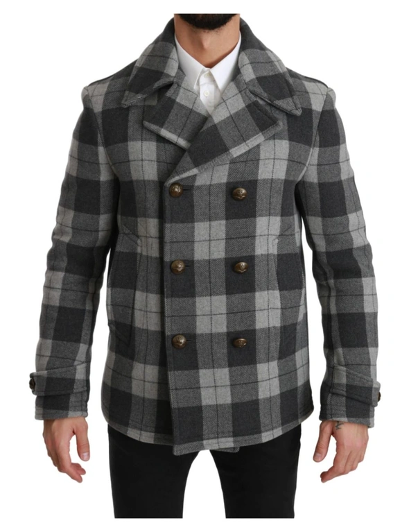 Dolce & Gabbana Gray Check Wool Cashmere Coat Jacket, hi-res image number null