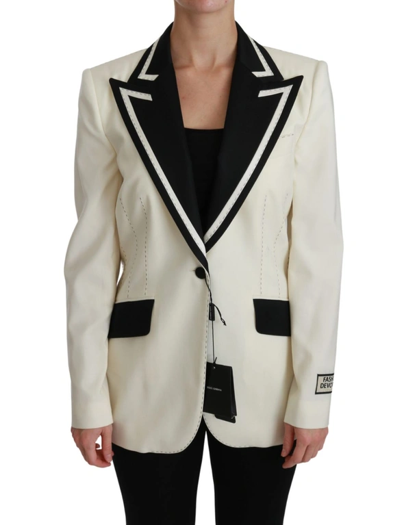 Dolce & Gabbana Wool Cream Single Breasted Coat Blazer Jacket -IT44|L, hi-res image number null