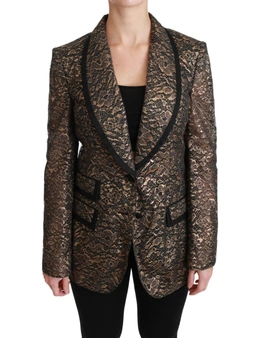 Dolce & Gabbana Gold Black Lace Blazer Coat Floral Jacket -IT44|L