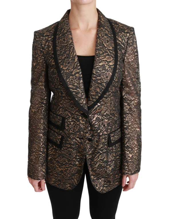 Dolce & Gabbana Gold Black Lace Blazer Coat Floral Jacket -IT44|L, hi-res image number null