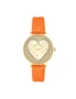 Gold Fashion Watch with Rhine Stone Facing and Leatherette Wristband, hi-res