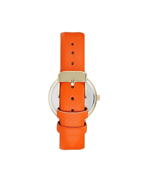 Gold Fashion Watch with Rhine Stone Facing and Leatherette Wristband, hi-res image number null