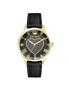 Gold Fashion Analog Watch with Black Leatherette Strap, hi-res
