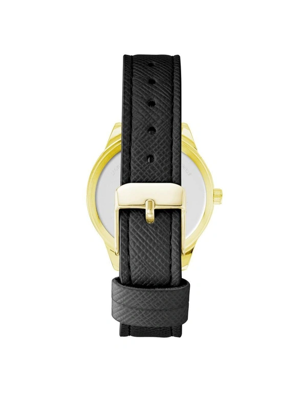 Gold Fashion Analog Watch with Black Leatherette Strap, hi-res image number null